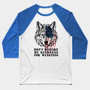 American Flag Wolf Baseball T-Shirt